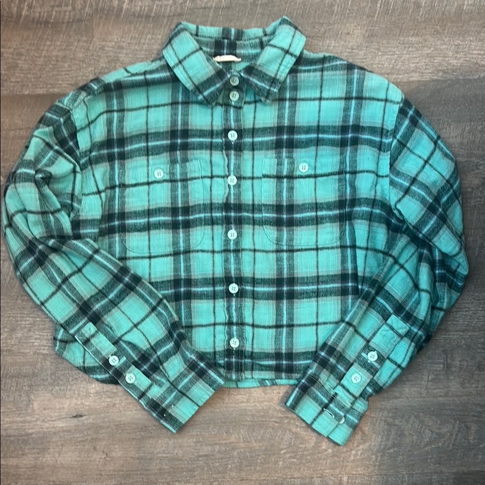 Green Plaid Button-Up Shirt